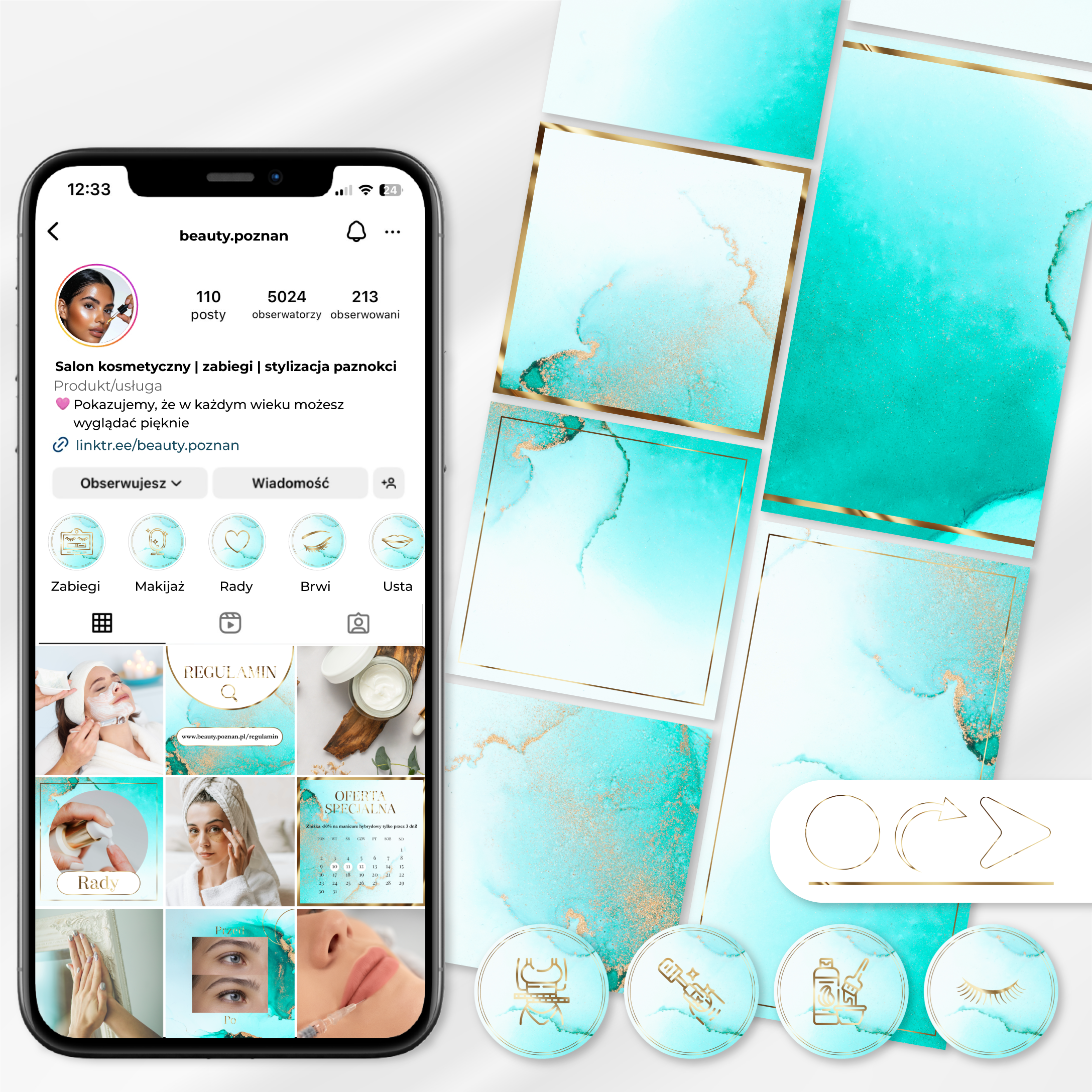 Paczka szablonów na social media - turkus